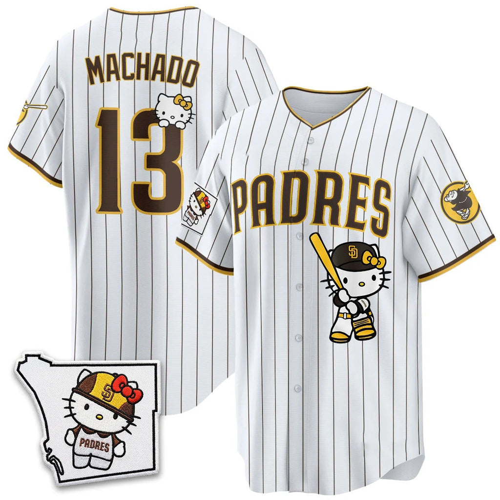 San Diego Padres #13 Manny Machado Pinstripe White Tomch Meow KT Vapor Limited All V2 Stitched Jersey