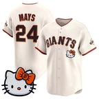 San Francisco Giant #24 Willie Mays Cream Tomch Meow KT Vapor Premier Limited All Stitched Jersey