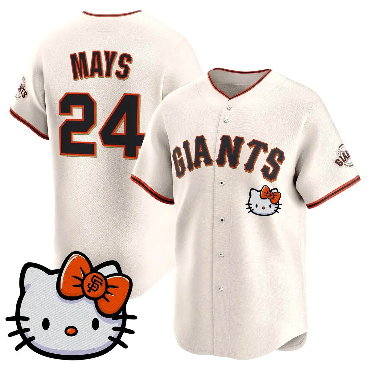 San Francisco Giant #24 Willie Mays Cream Tomch Meow KT Vapor Premier Limited All Stitched Jersey