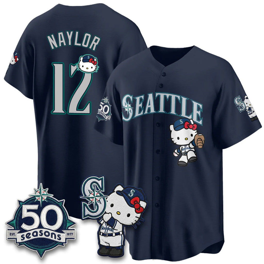 Seattle Mariners #12 Josh Naylor Meow KT Night Navy Tomch Limited Jersey - All Stitched V2