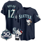 Seattle Mariners #12 Josh Naylor Meow KT Night Navy Tomch Limited Jersey - All Stitched V2