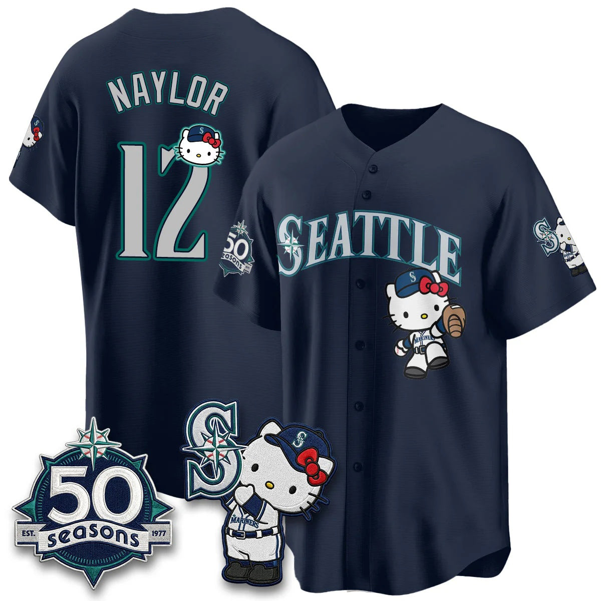 Seattle Mariners #12 Josh Naylor Meow KT Night Navy Tomch Limited Jersey - All Stitched V2