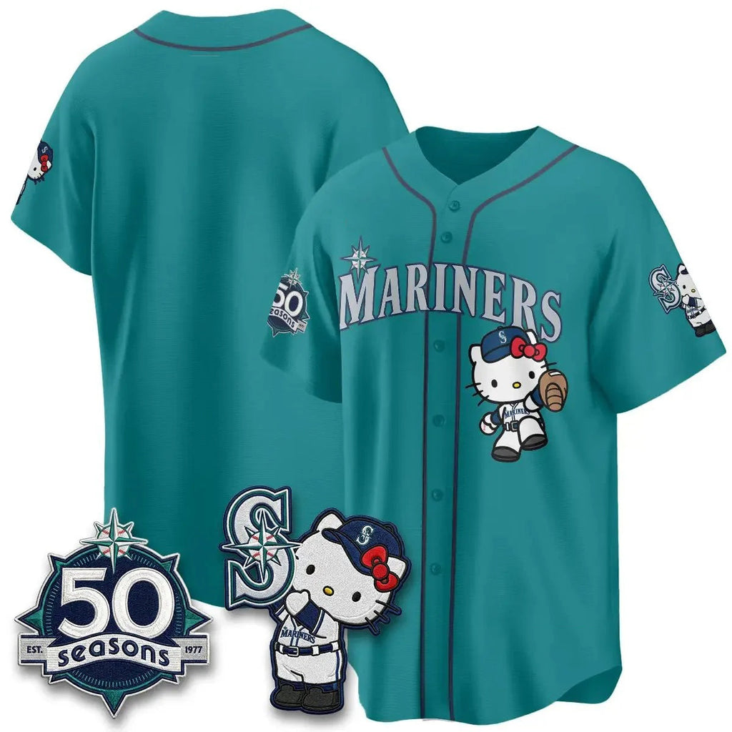 Seattle Mariners Meow KT Night Aqua Tomch Limited Jersey - All Stitched V2