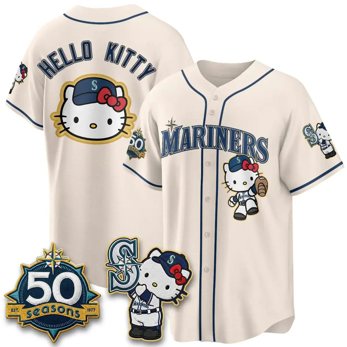 Seattle Mariners Meow KT Night Cream Tomch Limited All Stitched V2 Jersey