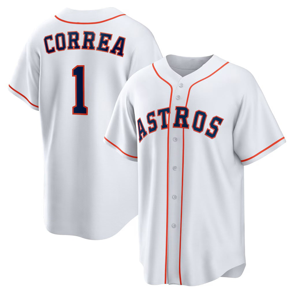 Houston Astros #1 Carlos Correa White Thaam Home Replica Jersey