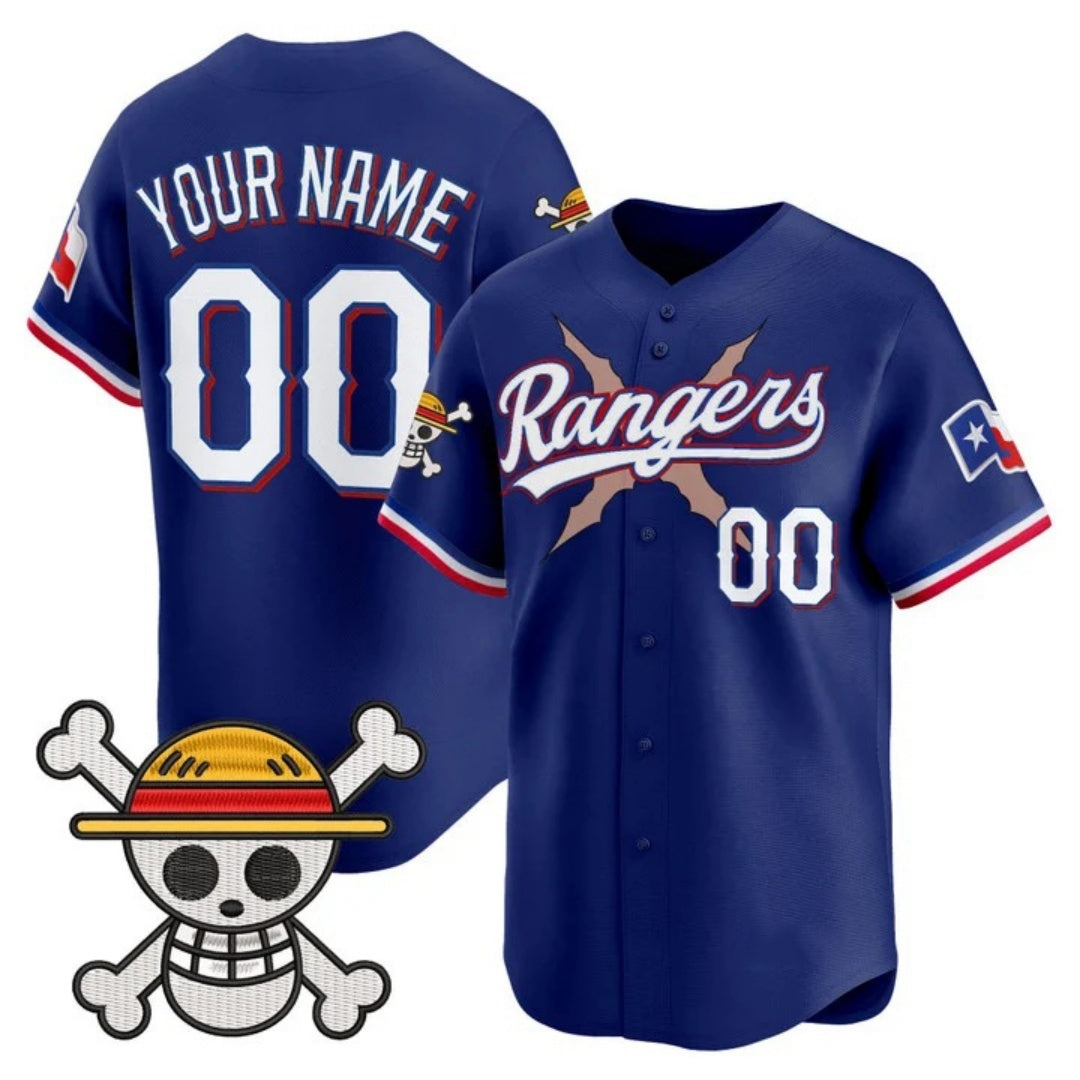 Custom Texas Rangers x One Piece Royal Tomch Vapor Premier Limited Jersey - Stitched