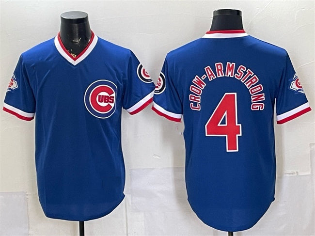 Chicago Cubs #4 Pete Crow-Armstrong Royal Tomch 150th Anniversary Throwback Vapor Limited Stitched Jersey
