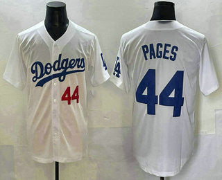 Los Angeles Dodgers #44 Andy Pages Number White Tomch Cool Base Stitched Jersey