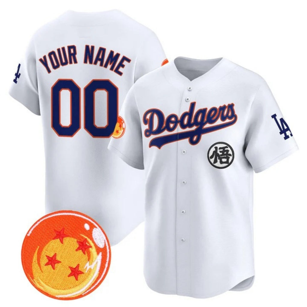 Custom Los Angeles Dodgers x Dragon Ball White Tomch Vapor Premier Limited Jersey - Stitched