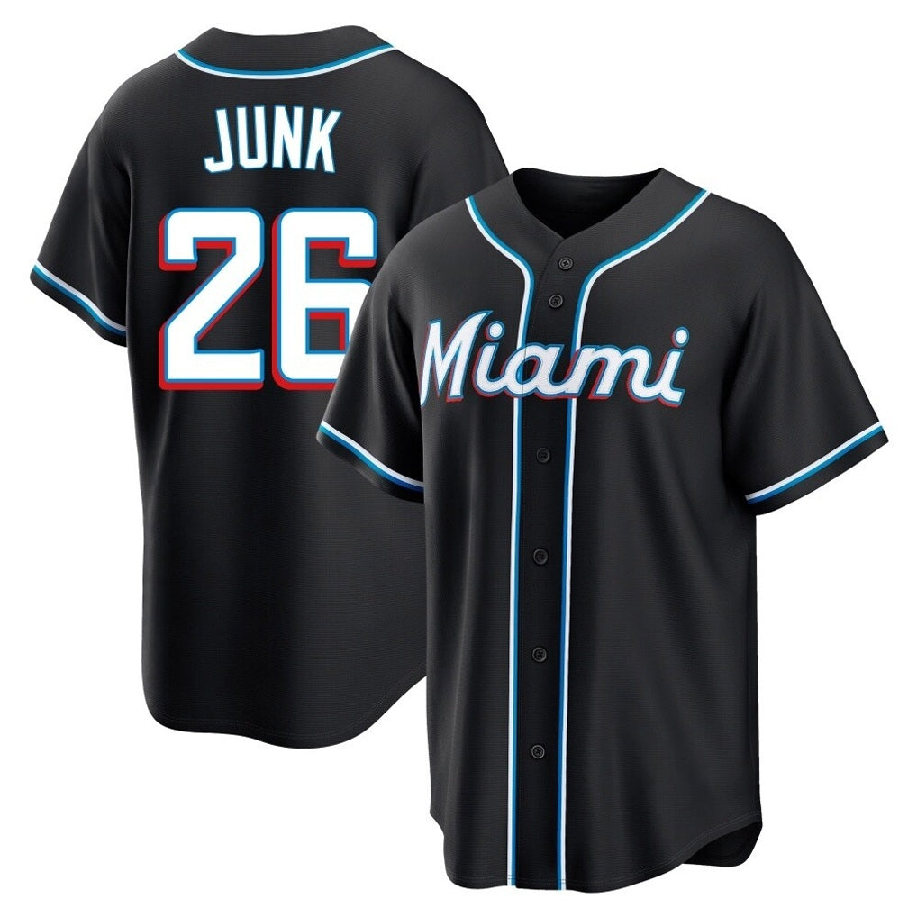 Miami Marlins #26 Janson Junk Player Black Tomch Fashion Out Home Game Stitched Jerseys