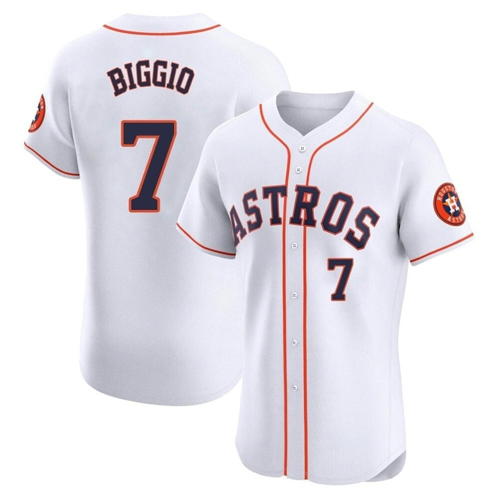 Houston Astros #7 Craig Biggio Player White Tomch Limited Elite Home Stitched Jerseys