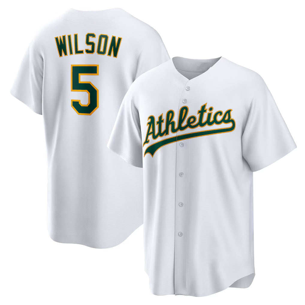 Oakland Athletics #5 Jacob Wilson White Tomch Home Replica Jersey
