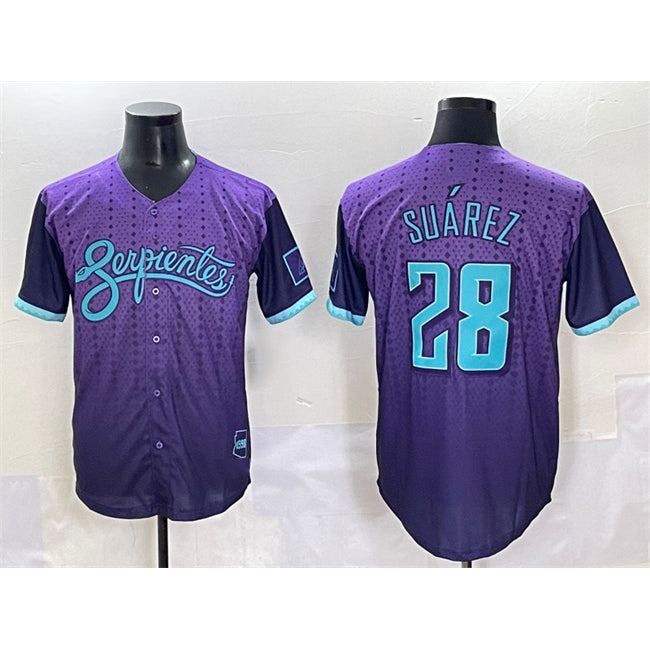 Arizona Diamondbacks #28 Eugenio Su¨¢rez Purple Tomch 2025 City Connect Limited Stitched Jersey
