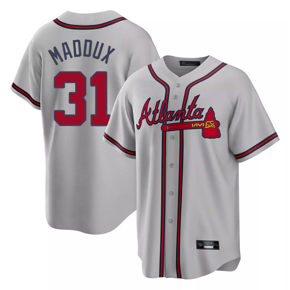 Atlanta Braves #31 Greg Maddux Player Gray Tomch Home Game Stitched Jerseys