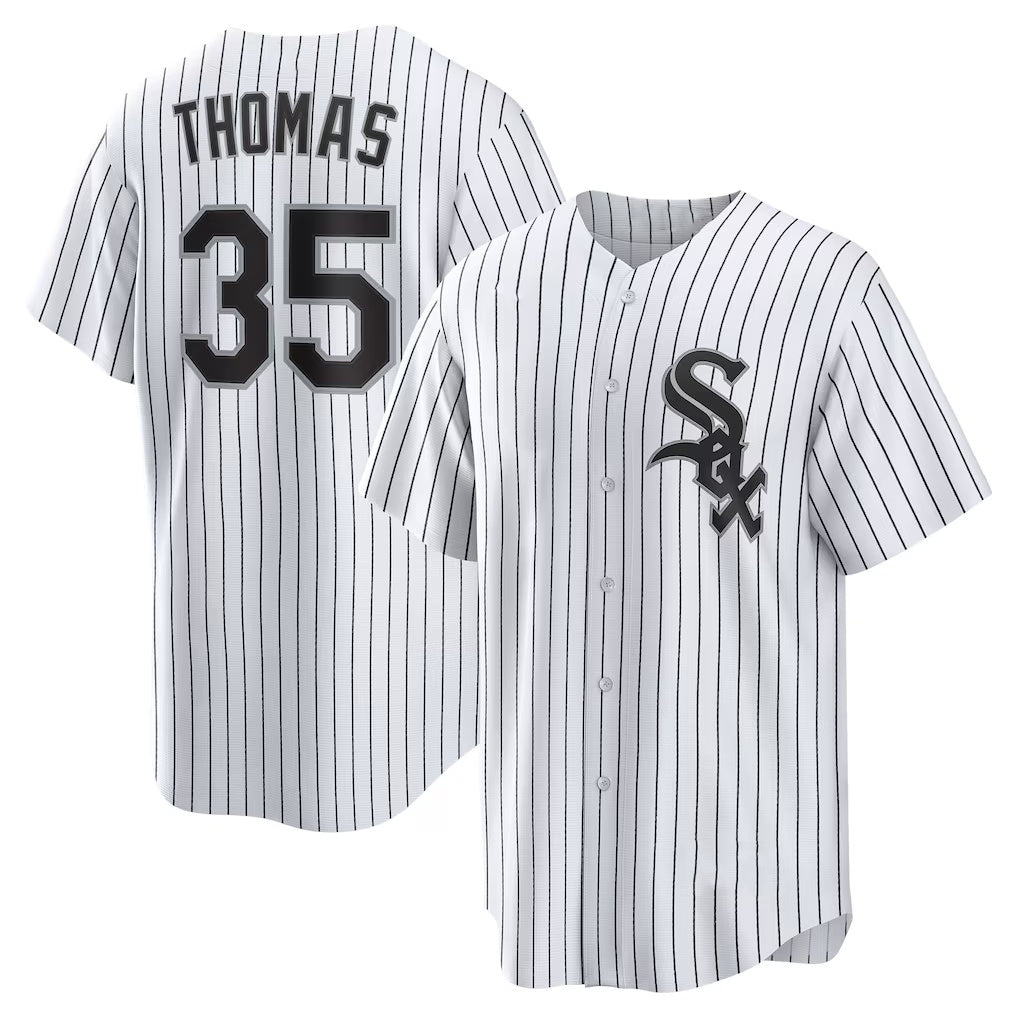 Chicago White Sox #35 Frank Thomas White Tomch Home Retired Player Replica Jersey