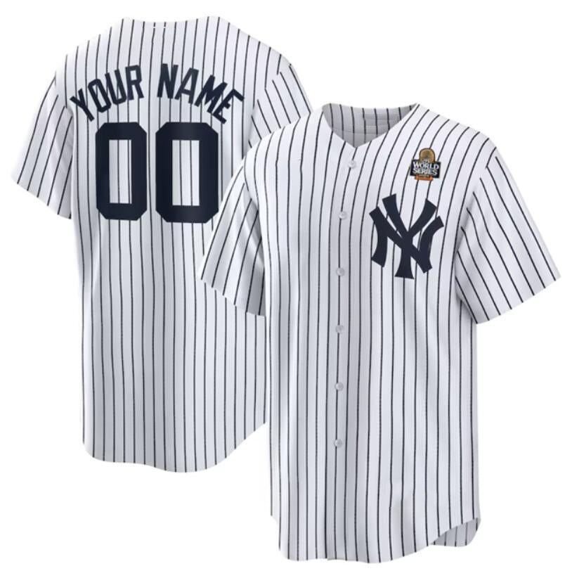 Custom New York Yankees Active Player White Tomch 2024 World Series Cool Base Stitched Jersey