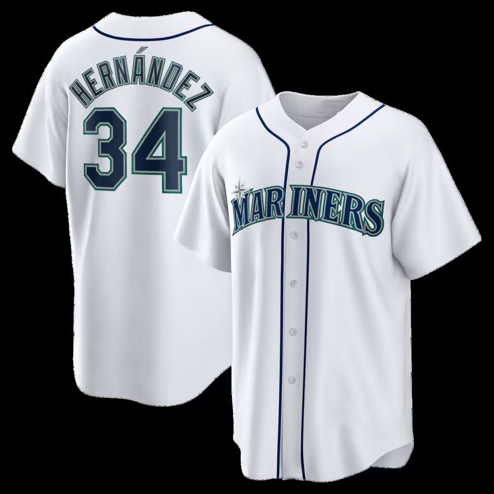 Seattle Mariners #34 Felix Hernandez White Tomch Home Retired Player Replica Jersey