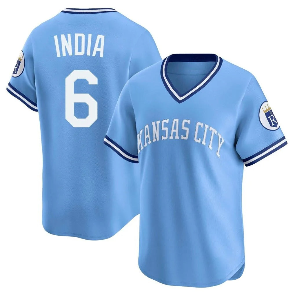 Kansas City Royals #6 Jonathan India Player Light Blue Tomch Limited Throwback Cooperstown Collection T-shirt Stitched Jerseys