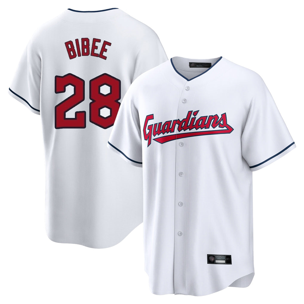 Cleveland Guardians #28 Tanner Bibee Player White Tomch Home Game Stitched Jerseys