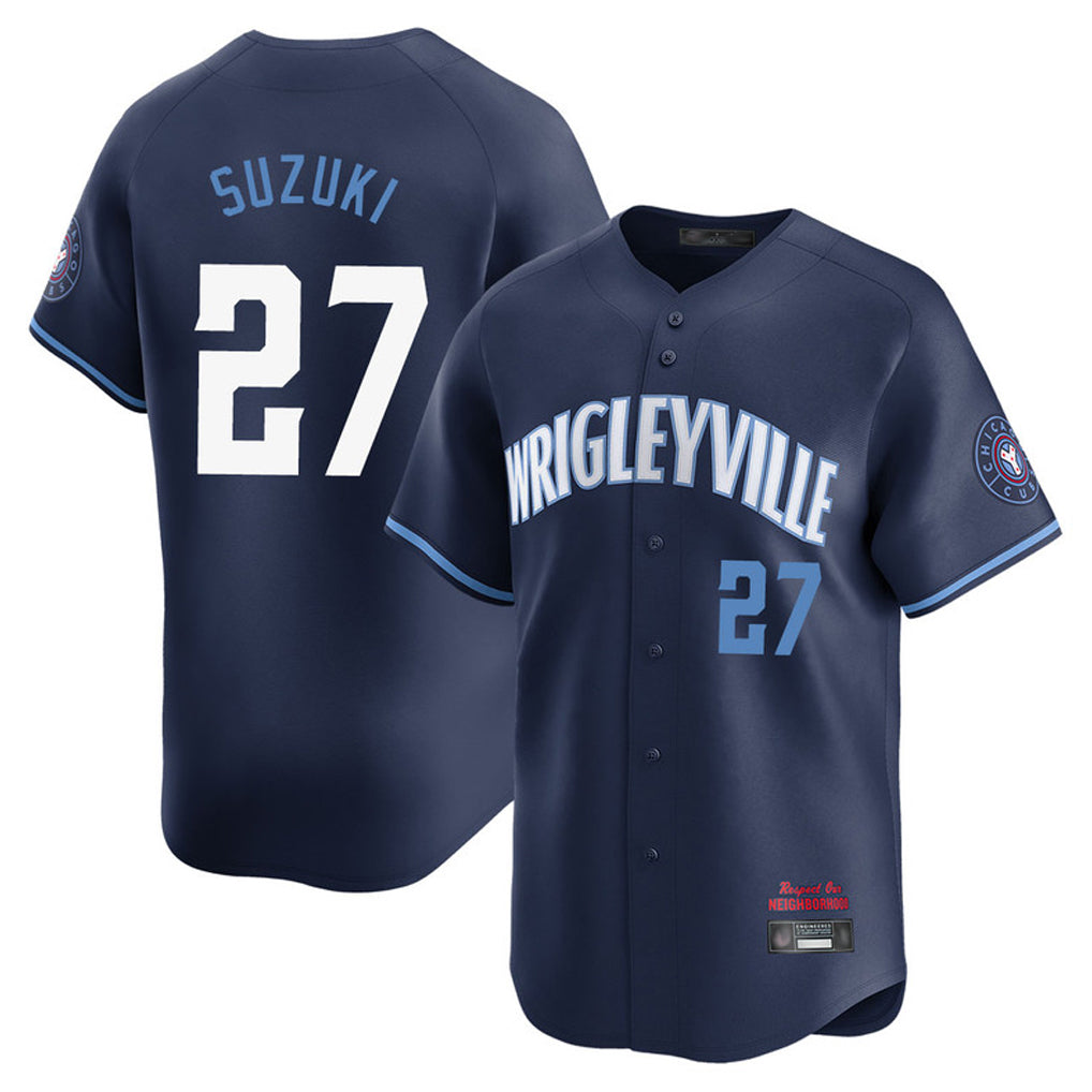 Chicago Cubs #27 Seiya Suzuki Player Navy Tomch City Connect Limited Home Stitched Jerseys