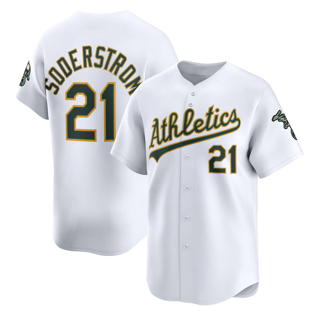 Oakland Athletics #21 Tyler Soderstrom White Tomch Home Limited Player Jersey