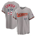 Baltimore Orioles #17 Colton Cowser Player Gray Tomch USA 250 Fourth of July Home Game Stitched Jerseys