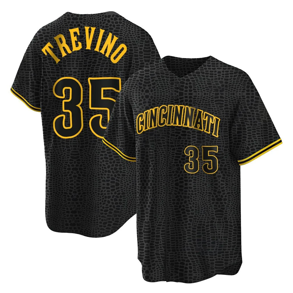 Cincinnati Reds #35 Jose Trevino Player Black Tomch Snake Skin City Home Stitched Jerseys
