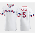 Texas Rangers #5 Corey Seager White Tomch Throwback Stitched Flex Base Jersey