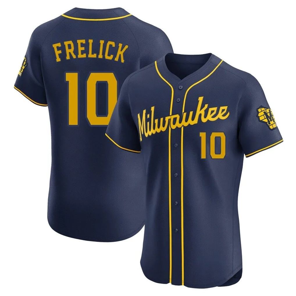 Milwaukee Brewers #10 Sal Frelick Player Navy Tomch Home Limited Elite Stitched Jerseys
