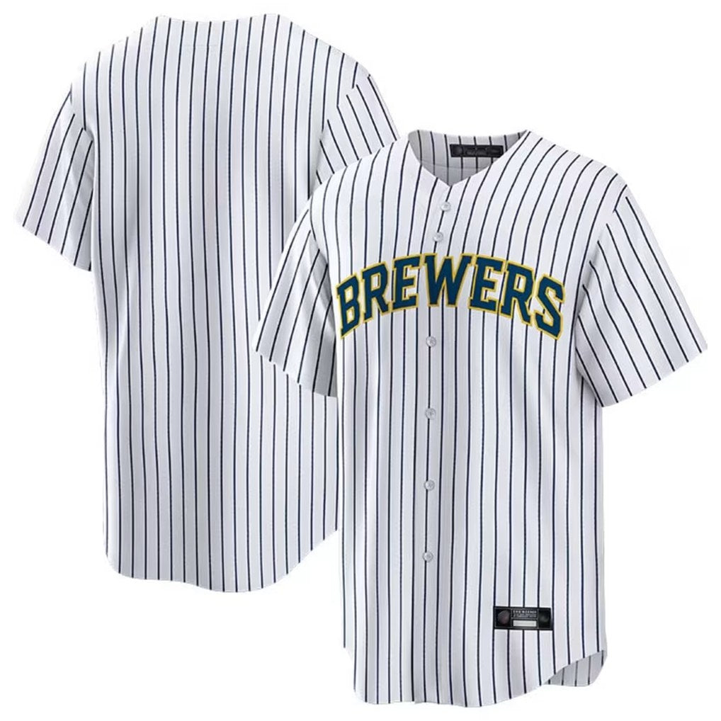 Milwaukee Brewers Blank Player White Tomch Stripes Home Game Stitched Jerseys