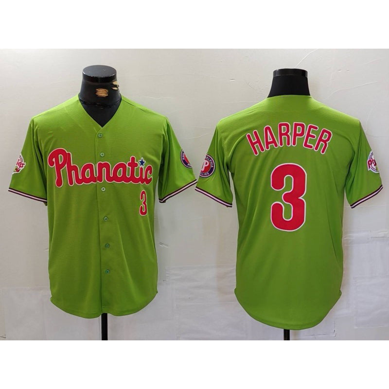 Philadelphia Phillies #3 Bryce Harper Green Tomch Stitched Cool Base Jersey