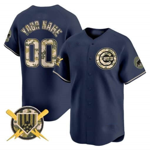 Custom Chicago Cubs Armed Forces Day Vapor Premier Limited Jersey ¨C Navy Tomch