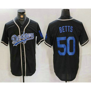 Los Angeles Dodgers #50 Mookie Betts Black Thaam Cool Base With Patch Stitched Jersey