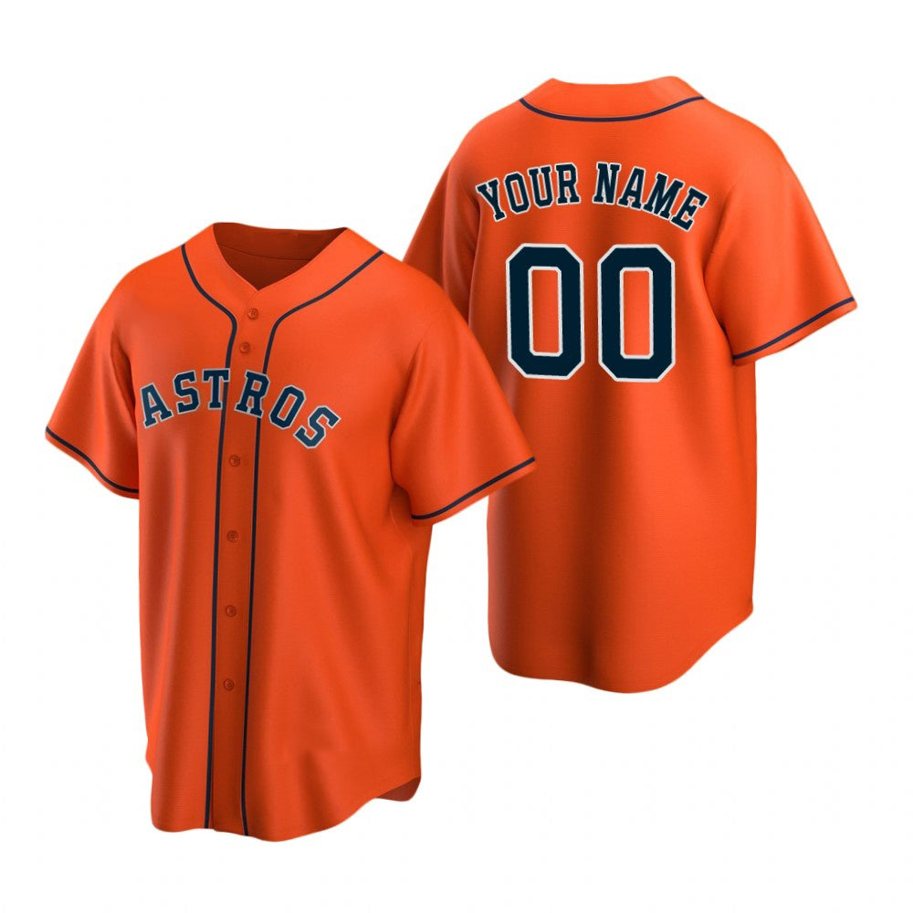 Custom Houston Astros Orange Tomch Stitched Cool Base Jersey