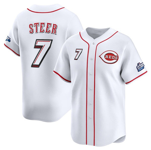 Cincinnati Reds #7 Spencer Steer White Thaam 2025 Speedway Classic Home Limited Stitched Jersey