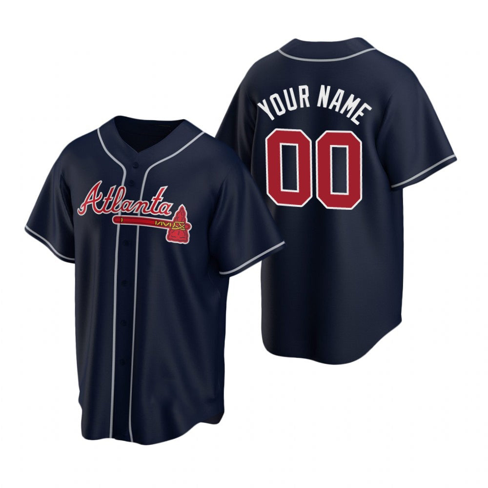 Custom Atlanta Braves Navy Tomch 2020 Stitched Cool Base Jersey