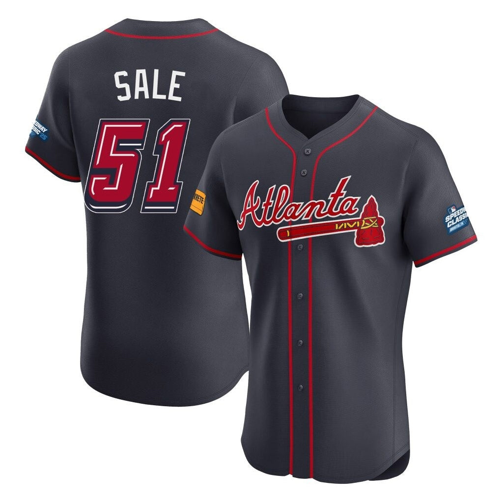 Atlanta Braves #51 Chris Sale Player Navy Tomch 2025 Speedway Classic Limited Elite Home Game Stitched Jerseys