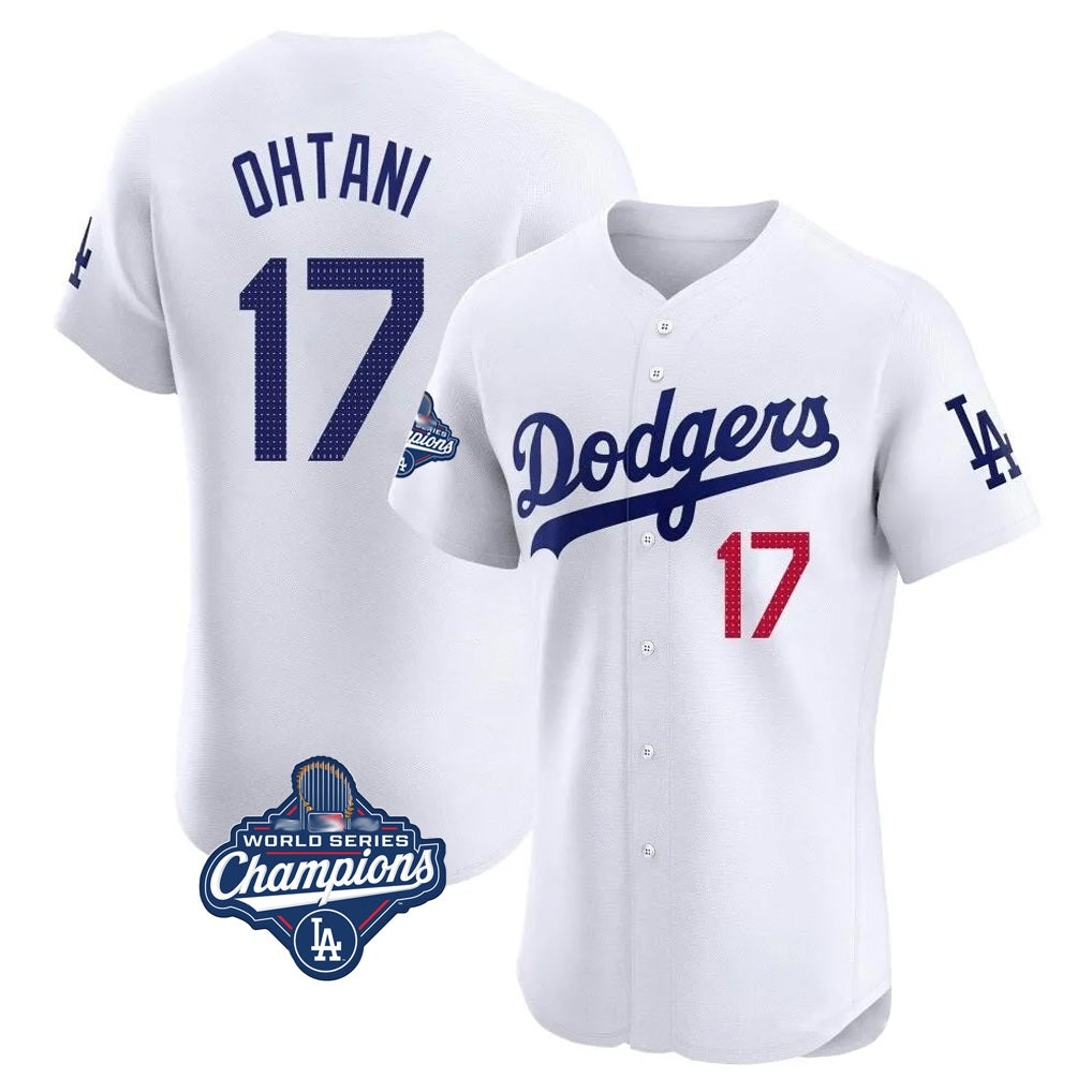 Los Angeles Dodgers #17 Shohei Ohtani Player White Tomch World Series Meet Limited Elite Home Stitched Jerseys