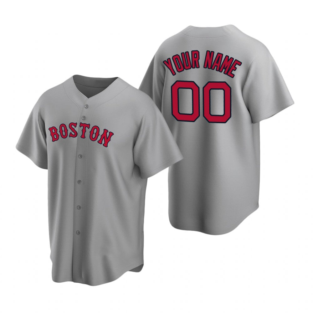 Custom Boston Red Sox Gray Tomch Stitched Cool Base Road Jersey
