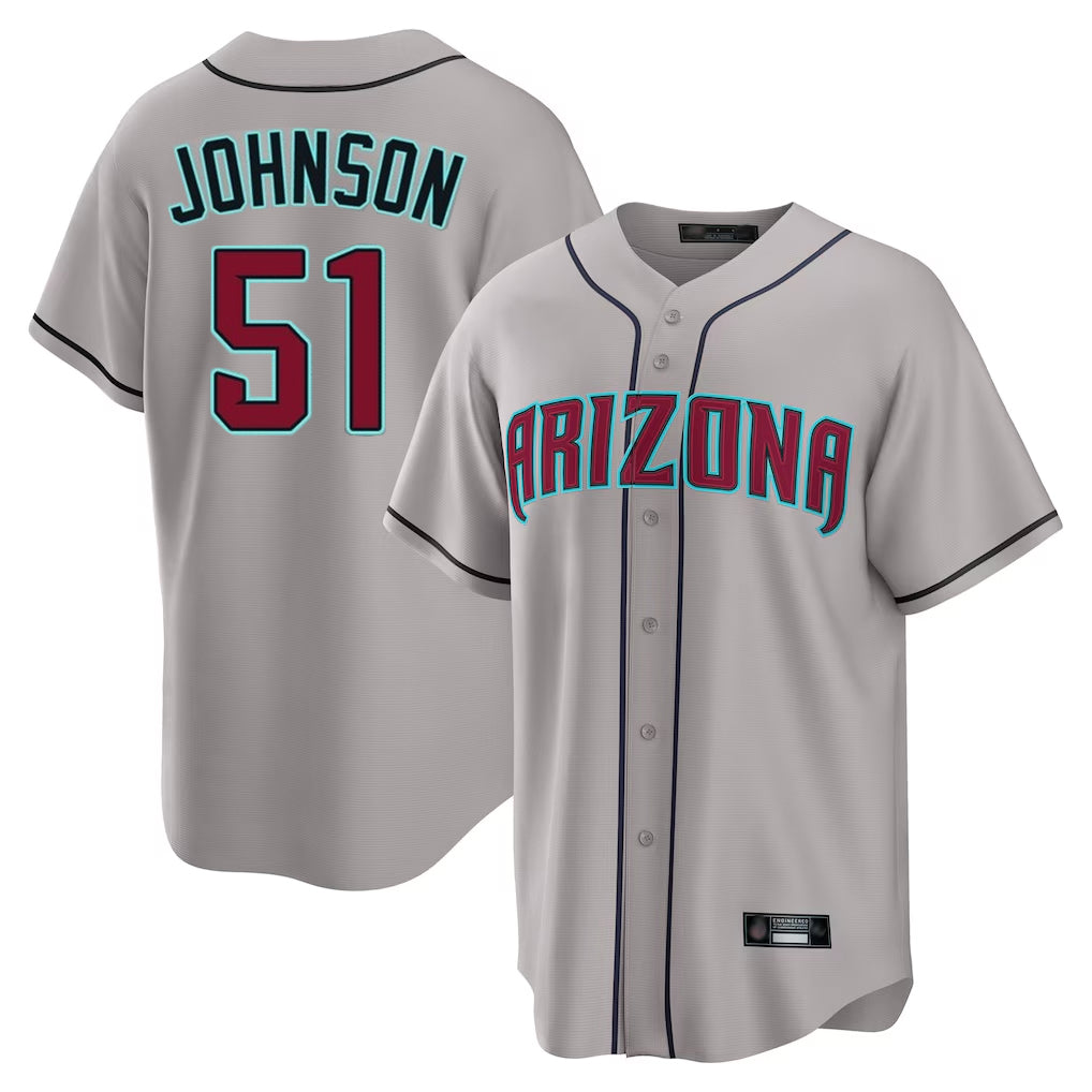 Arizona Diamondbacks #51 Randy Johnson Player Gray Tomch Road Home Game Stitched Jerseys