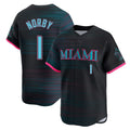 Miami Marlins #1 Connor Norby Player Black Tomch City Connect Home Limited Stitched Jerseys