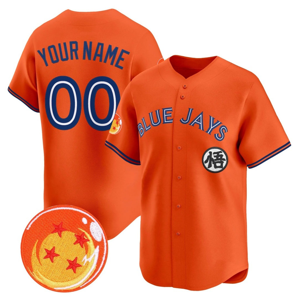 Custom Toronto Blue Jays x Dragon Ball Orange Tomch Vapor Premier Limited Jersey - All Stitched