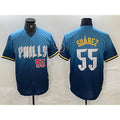 Philadelphia Phillies #55 Ranger Suarez Blue Tomch 2024 City Player Number Cool Base Jerseys