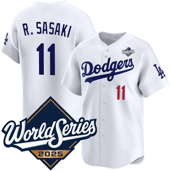 Los Angeles Dodgers #11 Roki Sasaki White Tomch 2025 World Series Limited Stitched Jersey