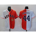Houston Astros #44 Yordan Alvarez Number White Orange Thaam Split Stitched Jersey