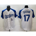 Los Angeles Dodgers #17 Shohei Ohtani White Blue Thaam Fashion Stitched Cool Base Limited Jersey 2