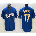 Los Angeles Dodgers #17 Shohei Ohtani Blue Gold Thaam Stitched Cool Base Jersey 2