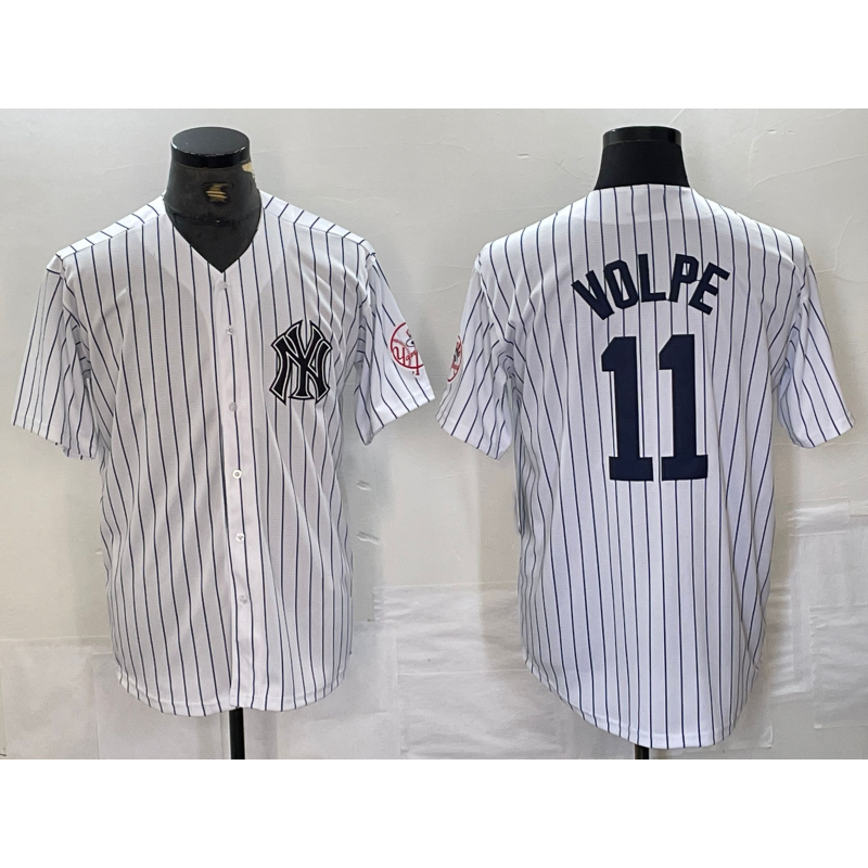 New York Yankees #11 Anthony Volpe Name White Tomch With Patch 2024 Cool Base Stitched Jersey