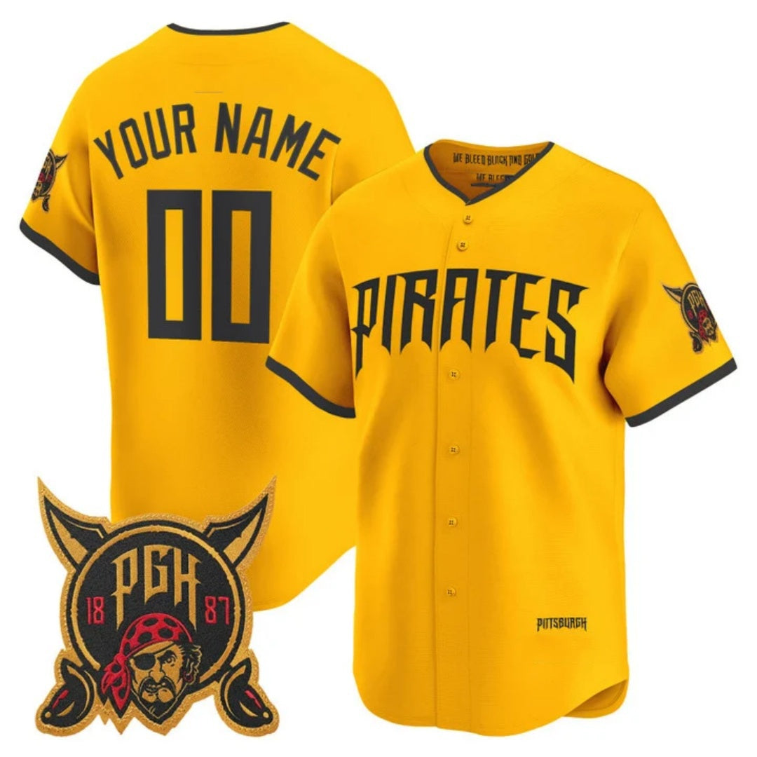 Custom Pittsburgh Pirates Gold Tomch 2026 City Connect Stadium Stitched Jersey