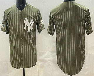 New York Yankees Blank Olive Tomch Pinstripe 2026 Armed Forces Day Salute To Service Jersey